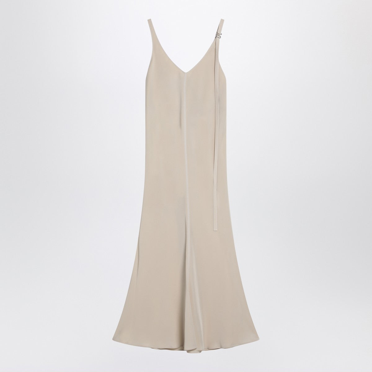 Sportmax Ivory Dress with Adjustable Strap — Timeless V-Neck Elegance