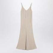 Sportmax Ivory Dress with Adjustable Strap — Timeless V-Neck Elegance