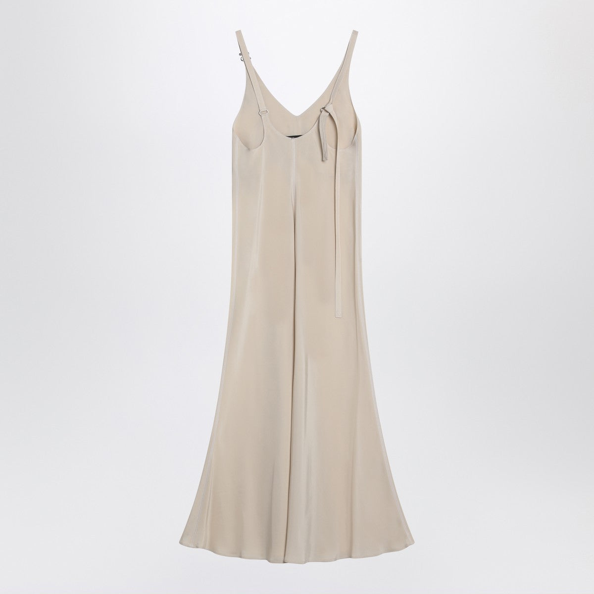 Sportmax Ivory Dress with Adjustable Strap — Timeless V-Neck Elegance
