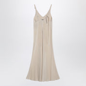 Sportmax Ivory Dress with Adjustable Strap — Timeless V-Neck Elegance