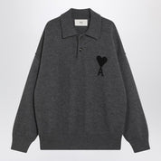 Ami Paris Grey Ami De Coeur polo sweater