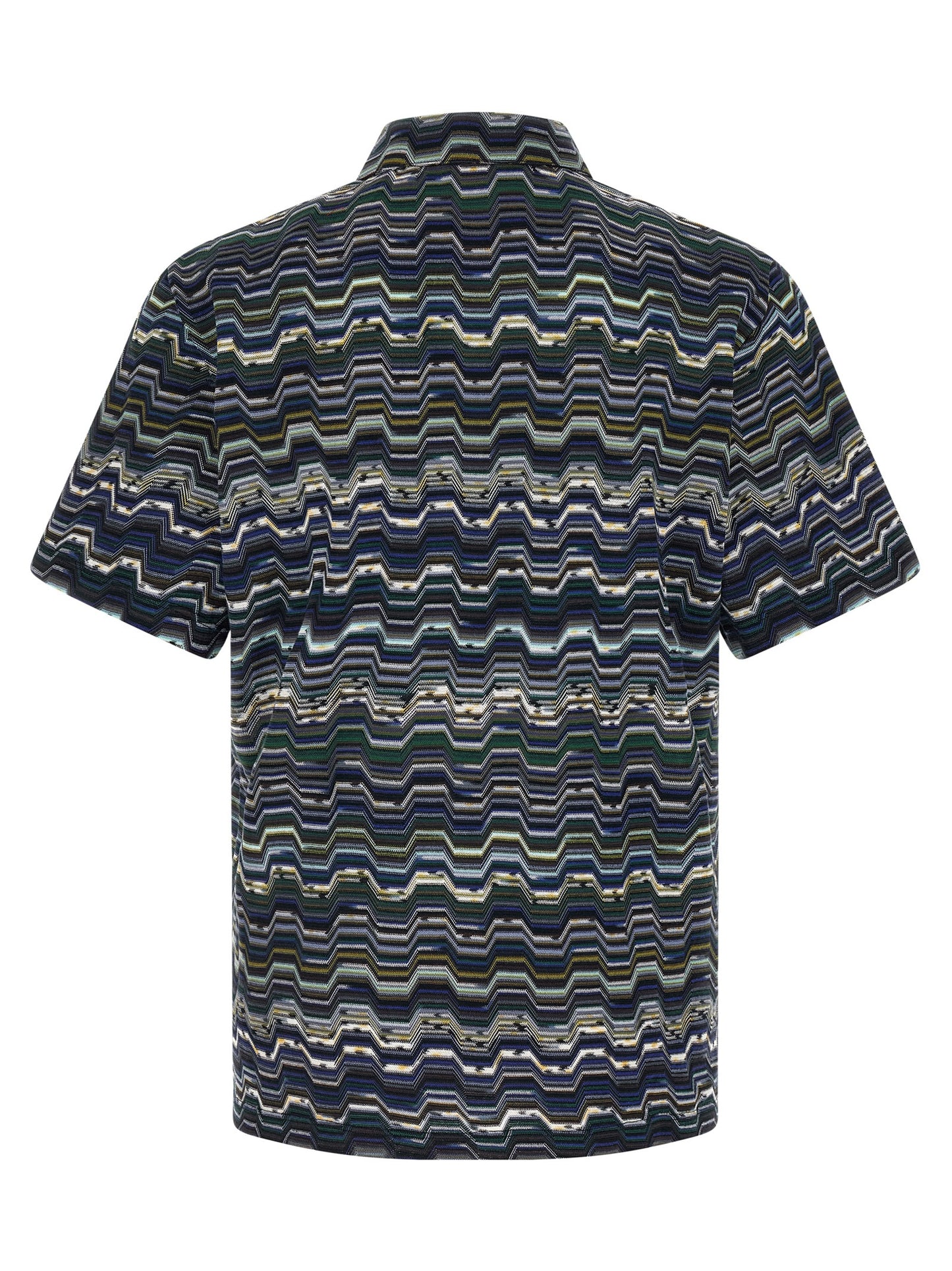 Missoni Zigzag Polo Shirt — Blue Cotton Knit (Men)