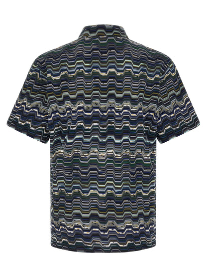 Missoni Zigzag Polo Shirt — Blue Cotton Knit (Men)