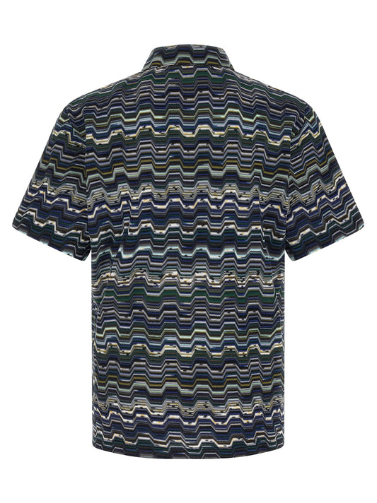 Missoni Zigzag Polo Shirt — Blue Cotton Knit (Men)