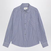 Ami Paris Ami De Coeur striped cotton shirt in white and blue
