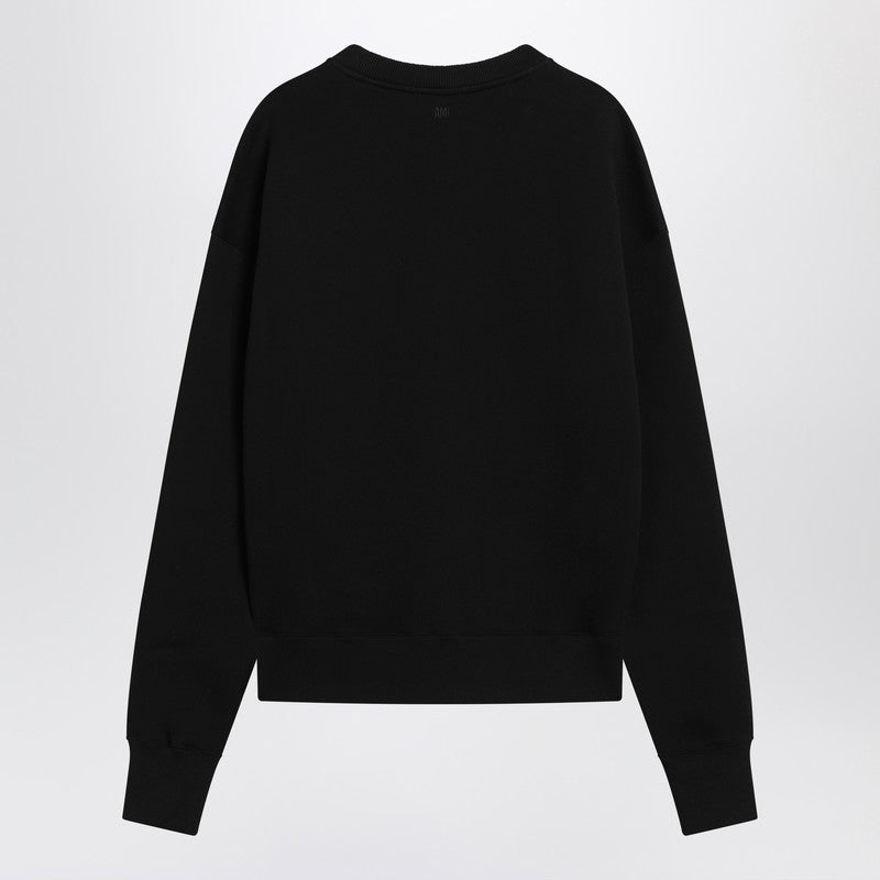 Ami Paris Black Ami De Coeur crewneck sweatshirt in brushed cotton