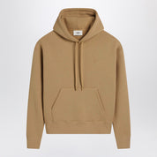 Ami Paris Camel Ami De Coeur hoodie in brushed cotton