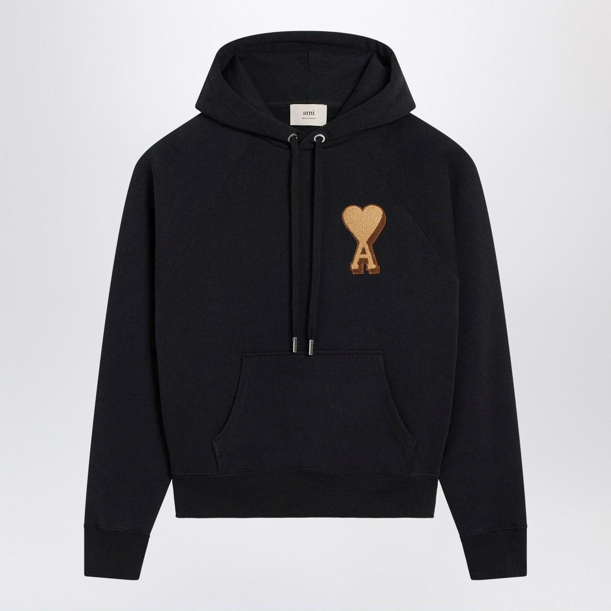 Ami Paris Black Ami De Coeur hoodie in cotton