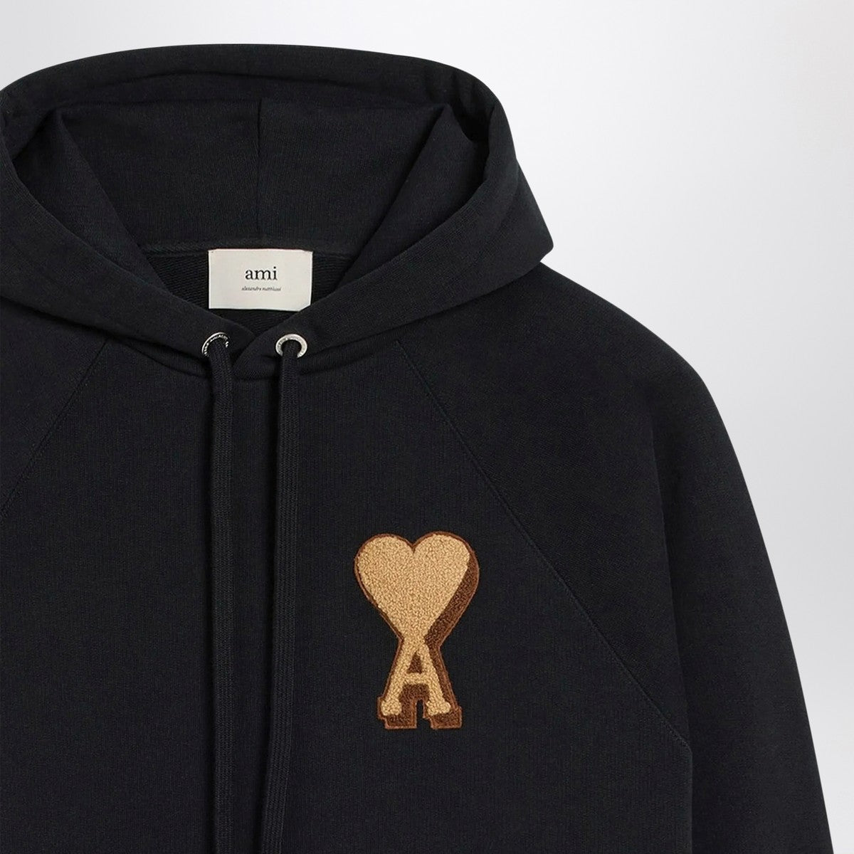 Ami Paris Black Ami De Coeur hoodie in cotton