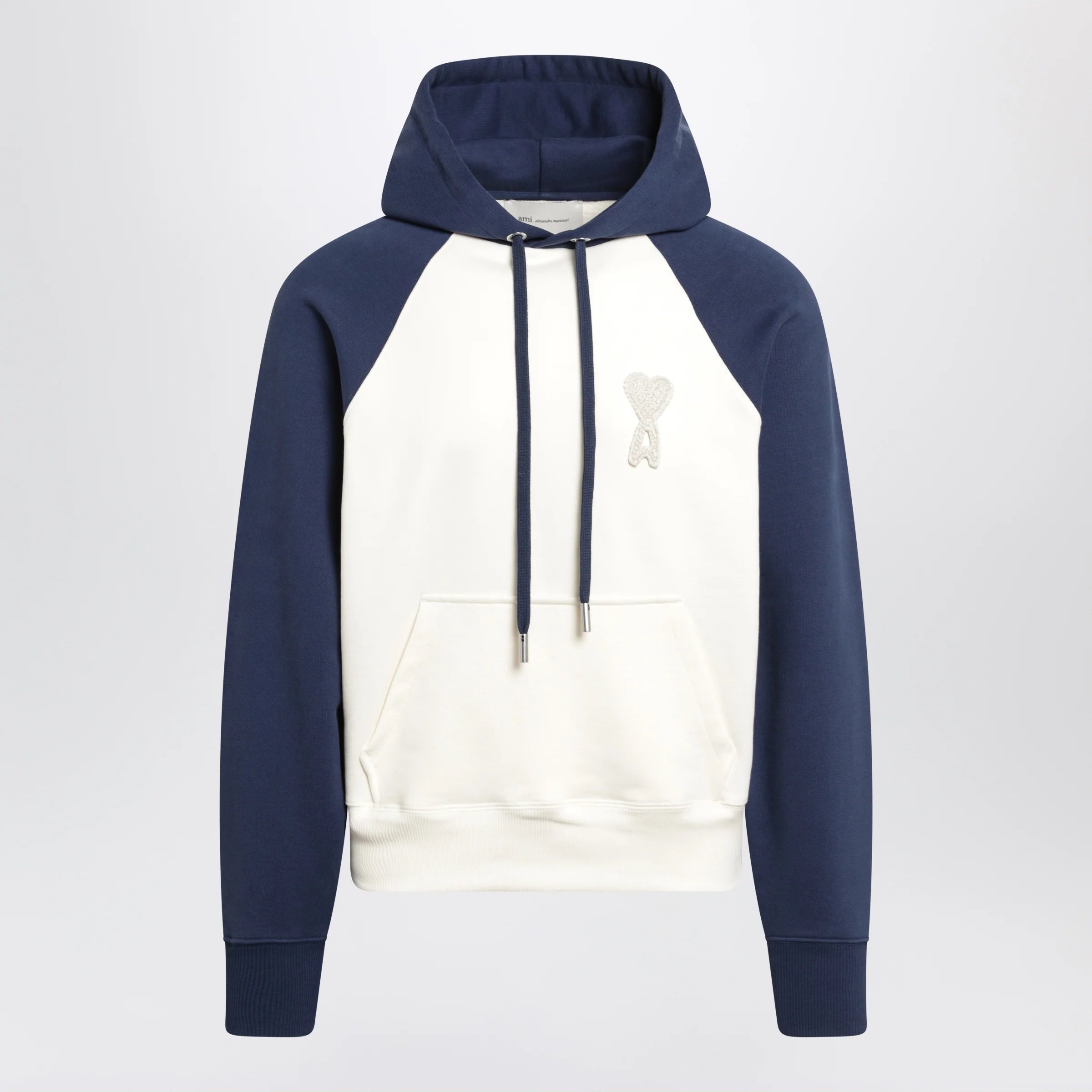 Ami Paris Ami De Coeur hoodie in cream/blue