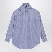 Ami Paris Blue striped poplin shirt with scarf