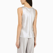 Camiseta sin mangas de acetato gris perla Vince