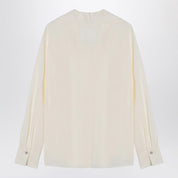 Camisa de seda Vince Ivory con cuello en V