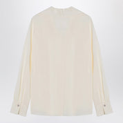 Camisa de seda Vince Ivory con cuello en V