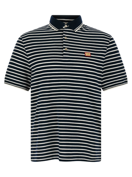 Valentino Garavani Polo Shirt for Men — Blue Striped