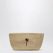 Manebí Raffia clutch with logo embroidery