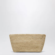 Manebí Raffia clutch with logo embroidery