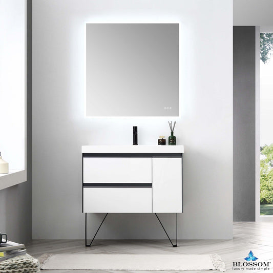 Blossom Berlin – 36 Inch Vanity – Glossy White & Glossy Grey - V8019 36 01