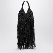 Hibourama Black Vannifique Fringes bag — leather & raffia