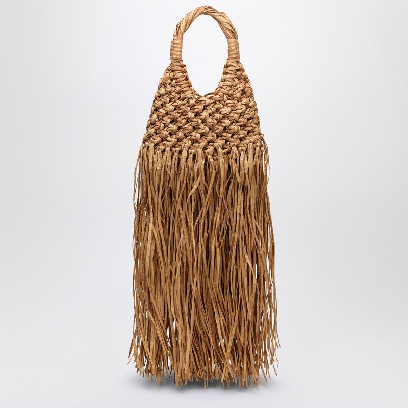 Bolso Hibourama Vannifique de piel natural y rafia con flecos