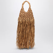 Bolso Hibourama Vannifique de piel natural y rafia con flecos
