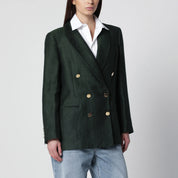 VItoVI Green double-breasted linen-blend jacket