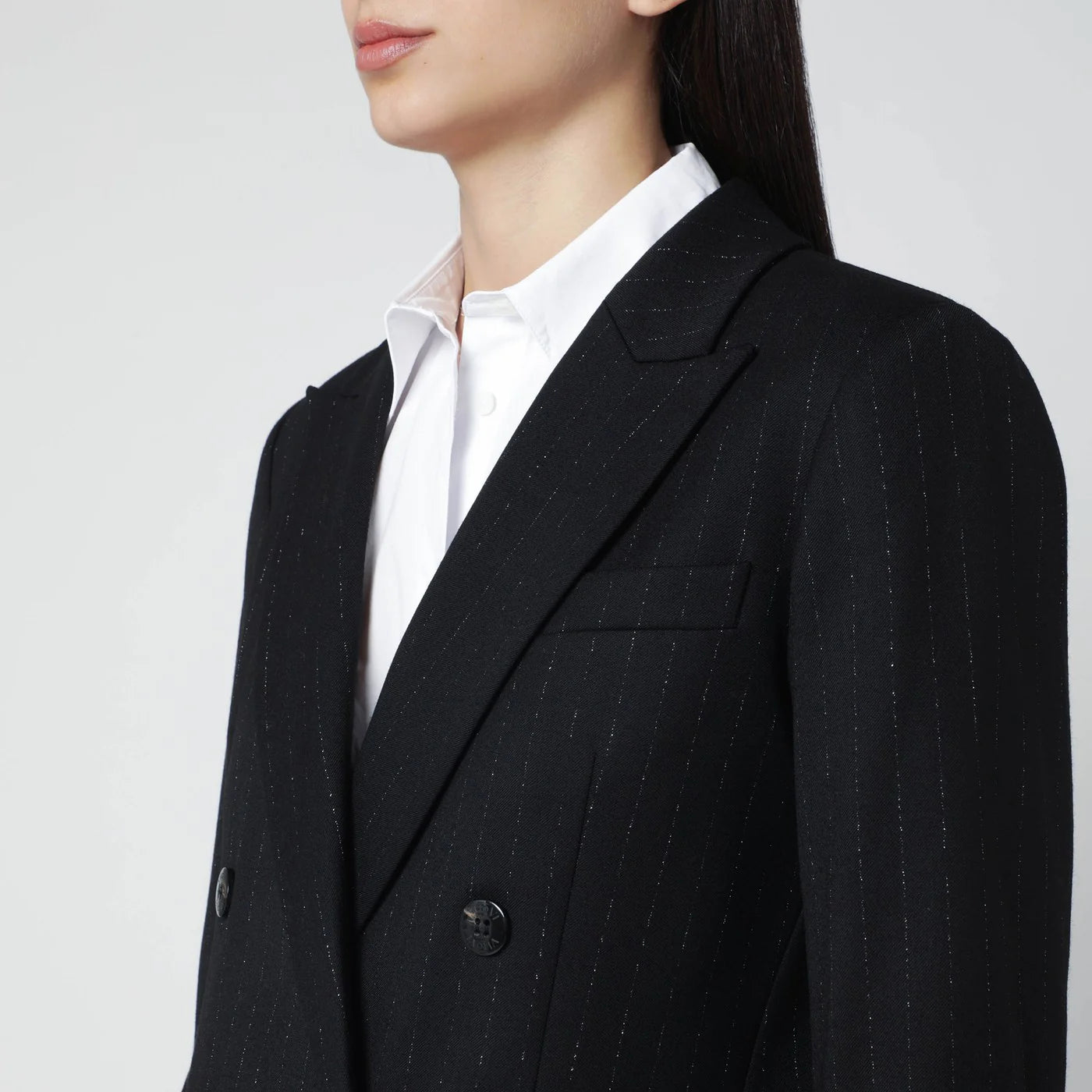 VItoVI Black pinstripe lurex double-breasted jacket