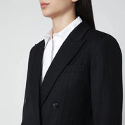 VItoVI Black pinstripe lurex double-breasted jacket