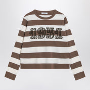 Max Mara Striped wool sweater with embroidery
