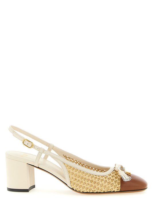 Valentino Garavani Valet Du Roi Slingback Pumps — Beige