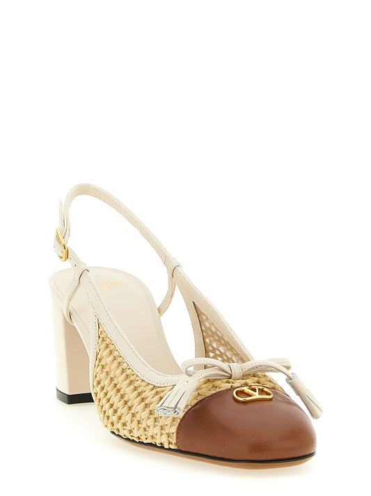 Valentino Garavani Valet Du Roi Slingback Pumps — Beige