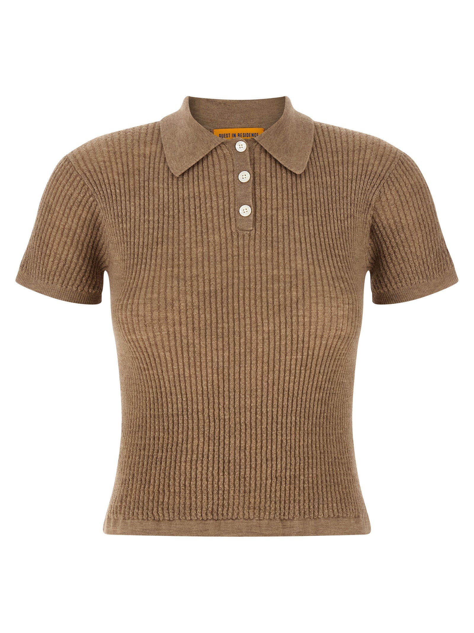 Guest In Residence Shrunken Polo Shirt — Beige Cashmere