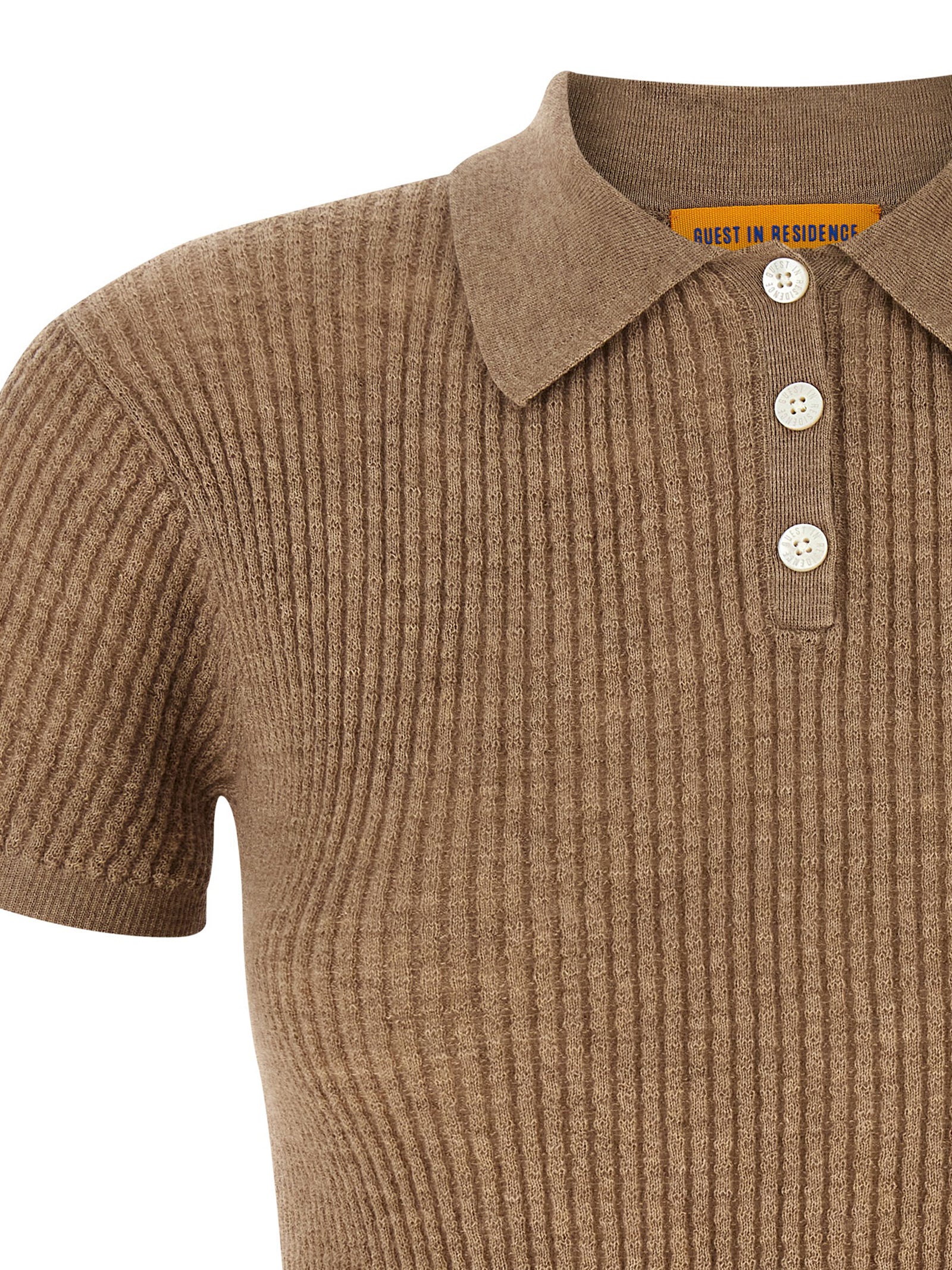 Guest In Residence Shrunken Polo Shirt — Beige Cashmere
