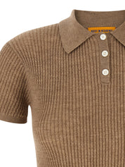 Guest In Residence Shrunken Polo Shirt — Beige Cashmere
