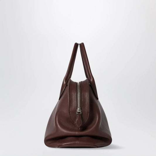 The Row Agnes soft glossy calfskin handbag in burgundy
