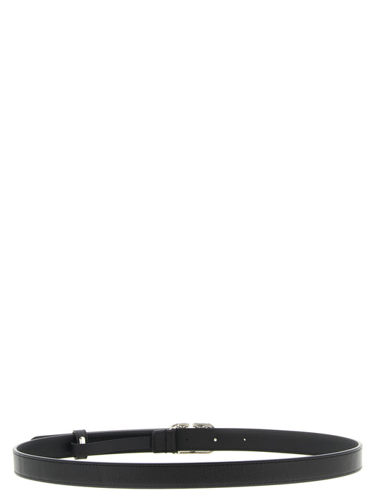 Valentino Garavani Vlogo Signature Belt — Black, Swarovski