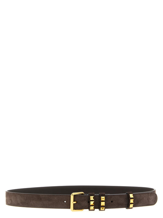 Valentino Garavani Flaneuse Belt — Suede Brown, 3 cm