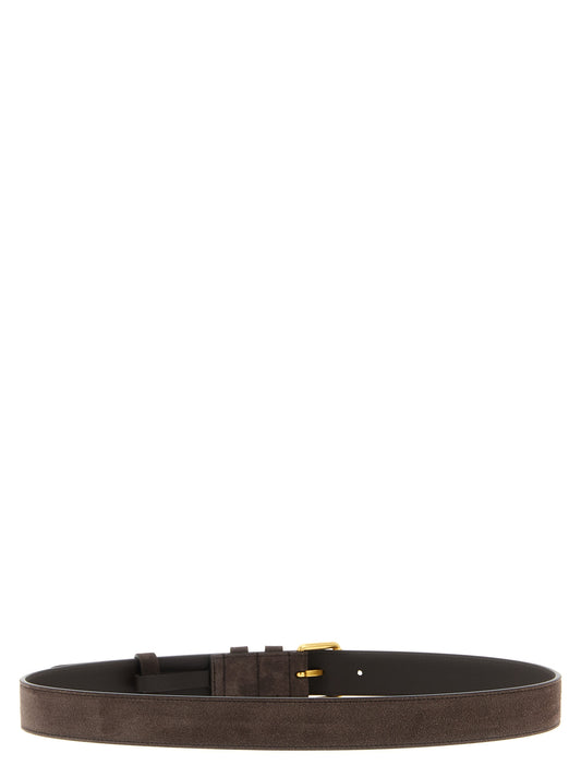 Valentino Garavani Flaneuse Belt — Suede Brown, 3 cm
