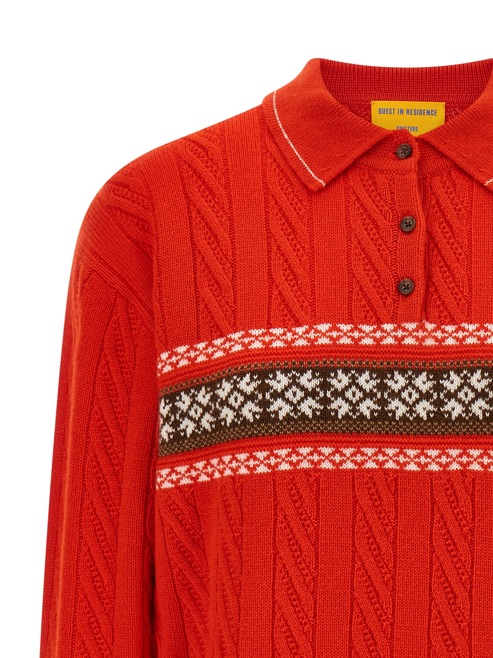 Guest In Residence Cable Collegiate Polo Sweater