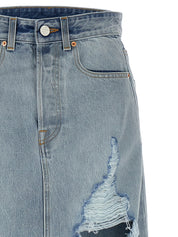 Vetements Destroyed Denim Maxi Skirt Skirt