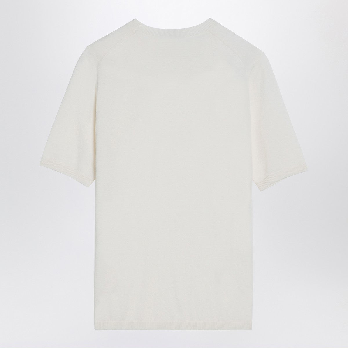 White silk and cashmere crew‑neck t-shirt