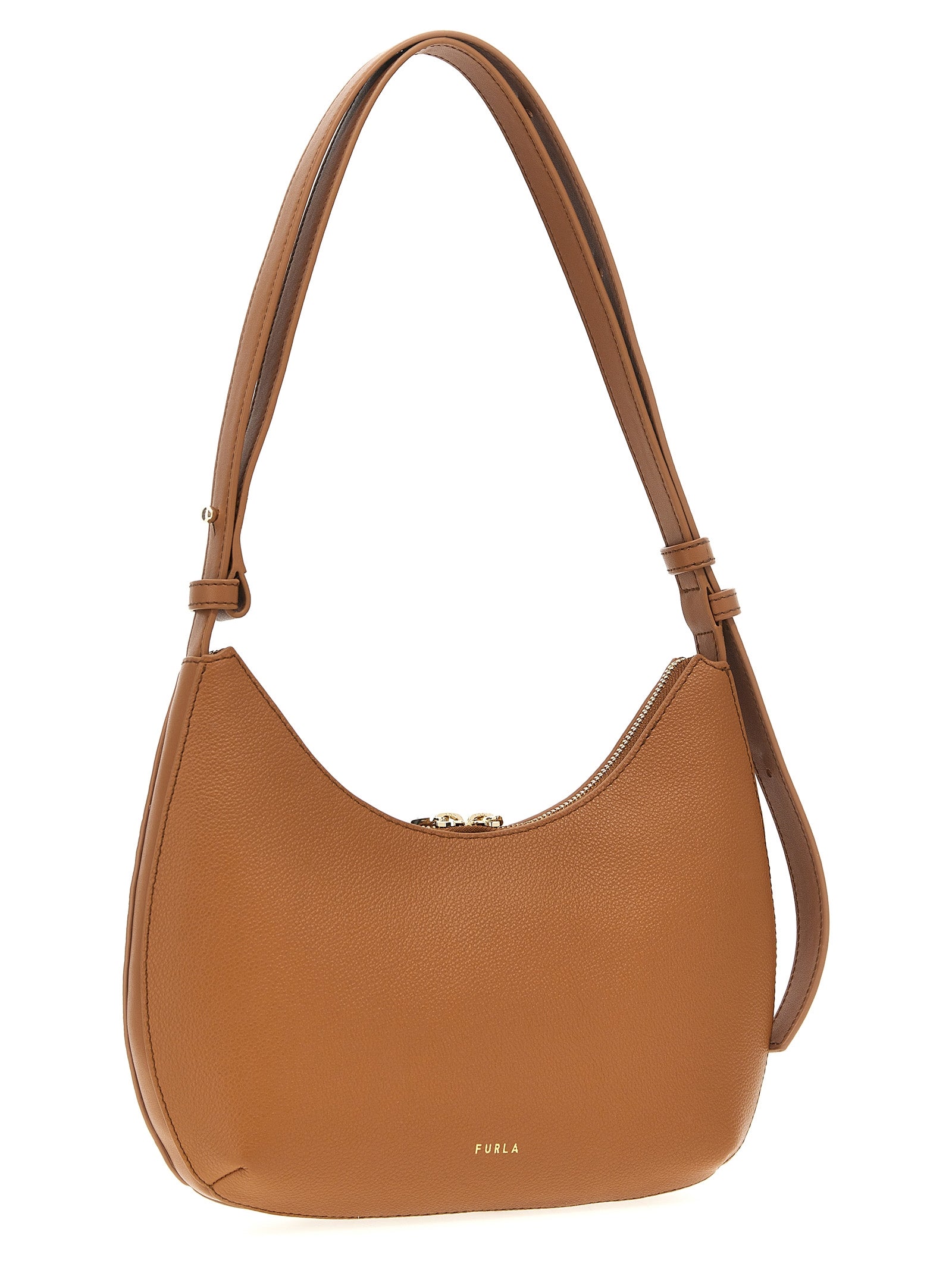 Furla Goccia S Shoulder Bag — Hammered Leather (Brown)