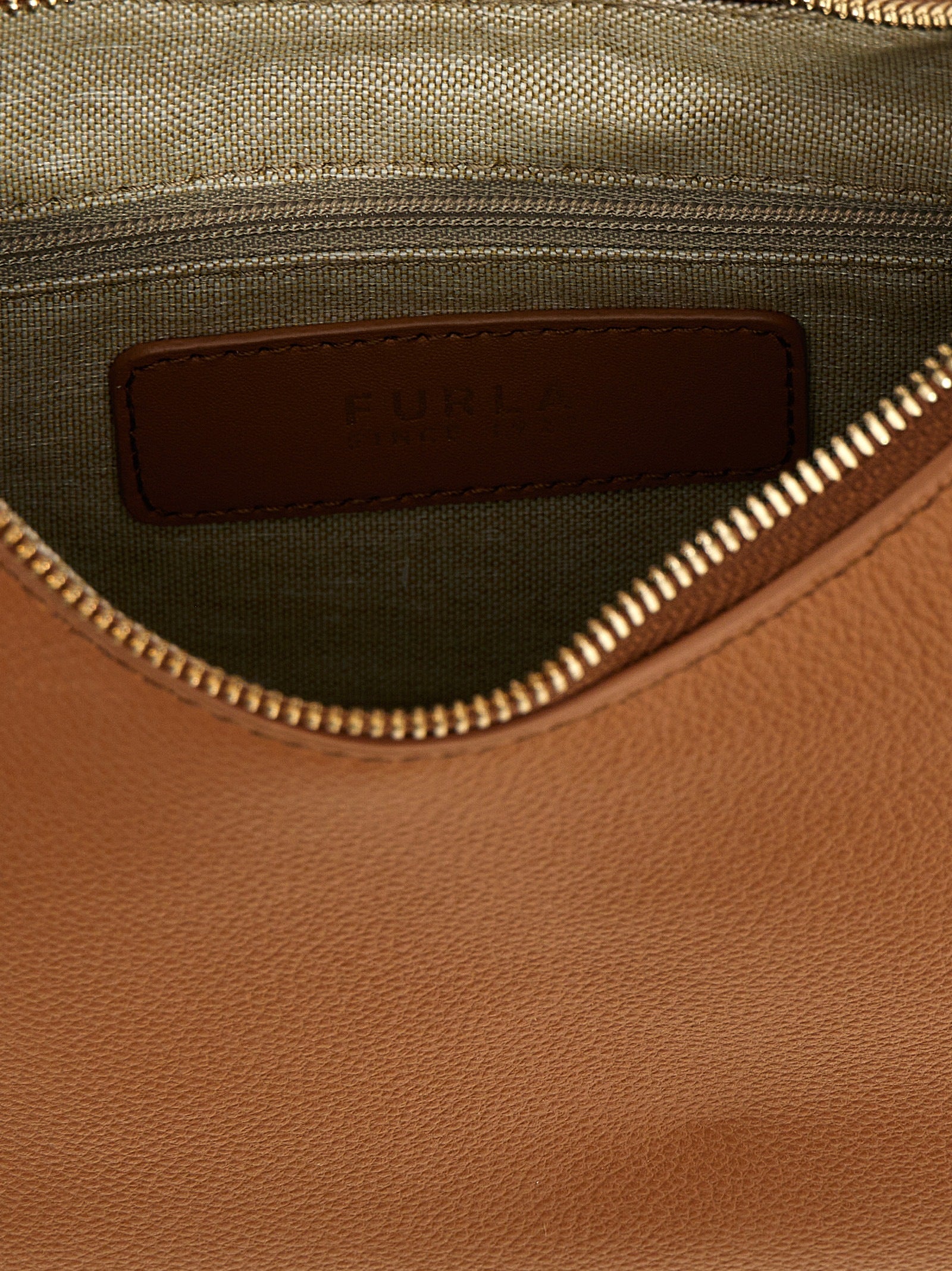 Furla Goccia S Shoulder Bag — Hammered Leather (Brown)