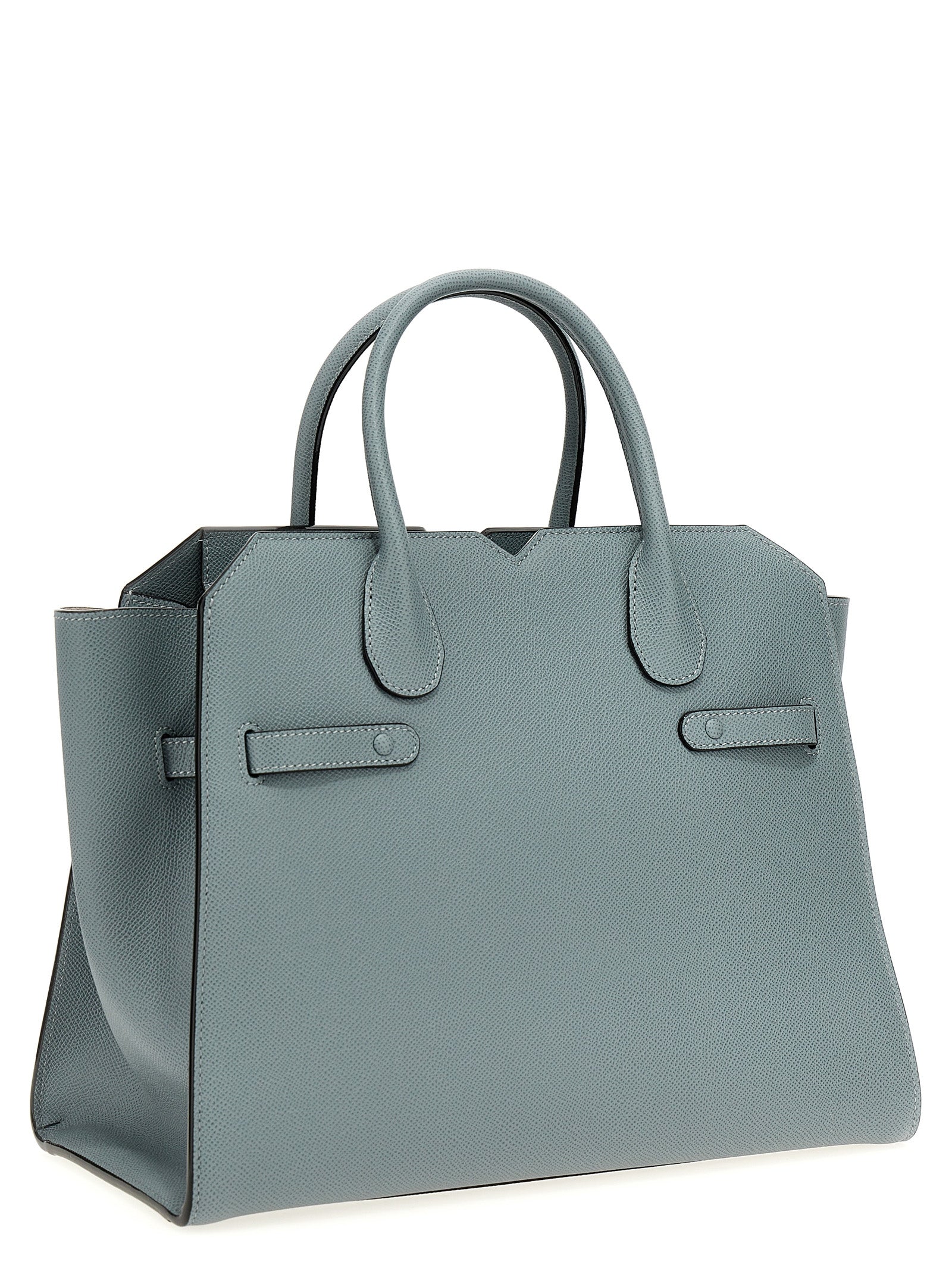 Valextra Milano Medium Handbag — Gray Leather Shoulder Bag