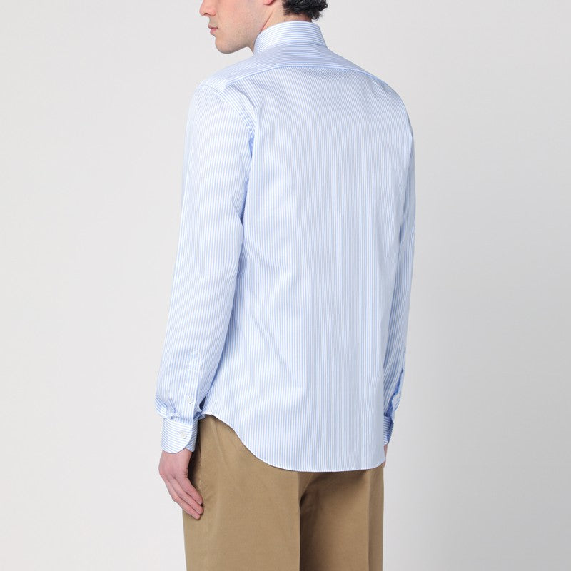 Chemise de voyage en coton bleu clair blanc XACUS