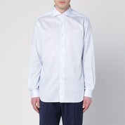 XACUS Small striped light blue Travel shirt in cotton