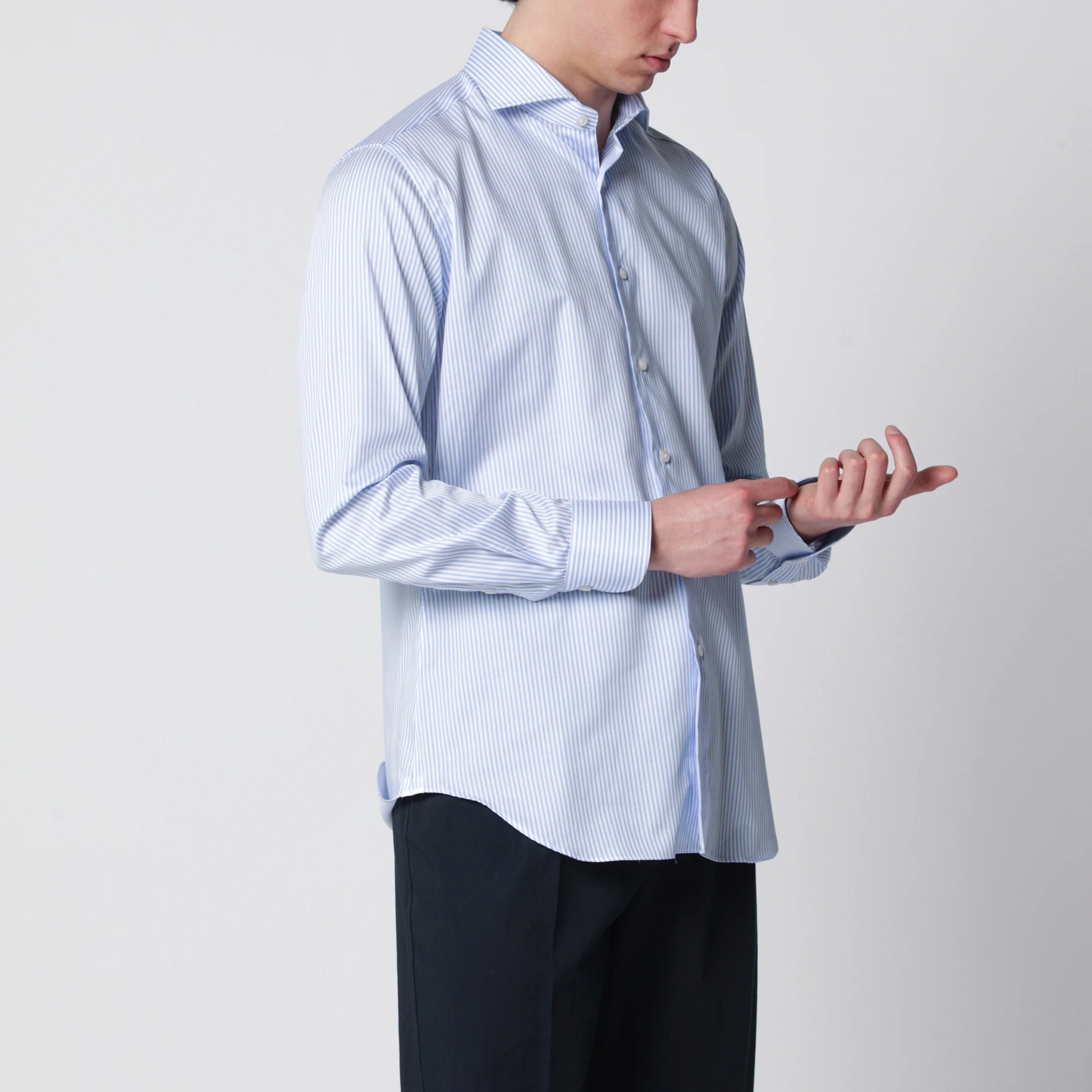 XACUS White/light blue cotton Travel shirt