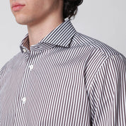 XACUS White/brown striped Travel shirt
