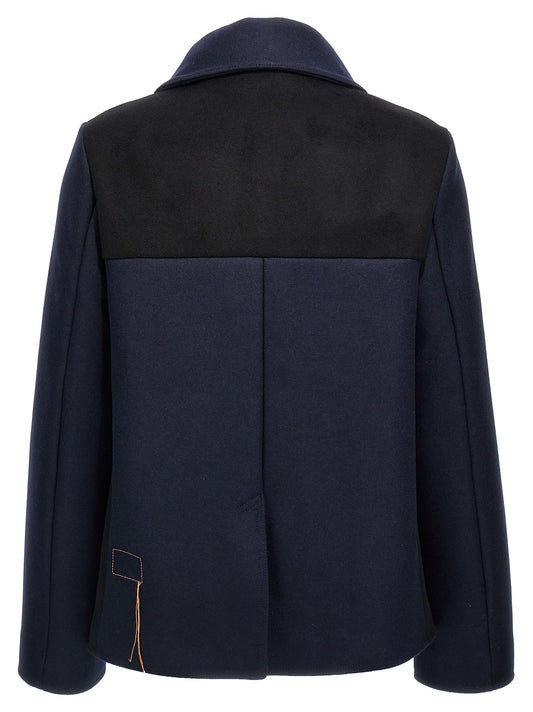 Fortela Frida Coat — Two‑Tone Wool Wrap Coat