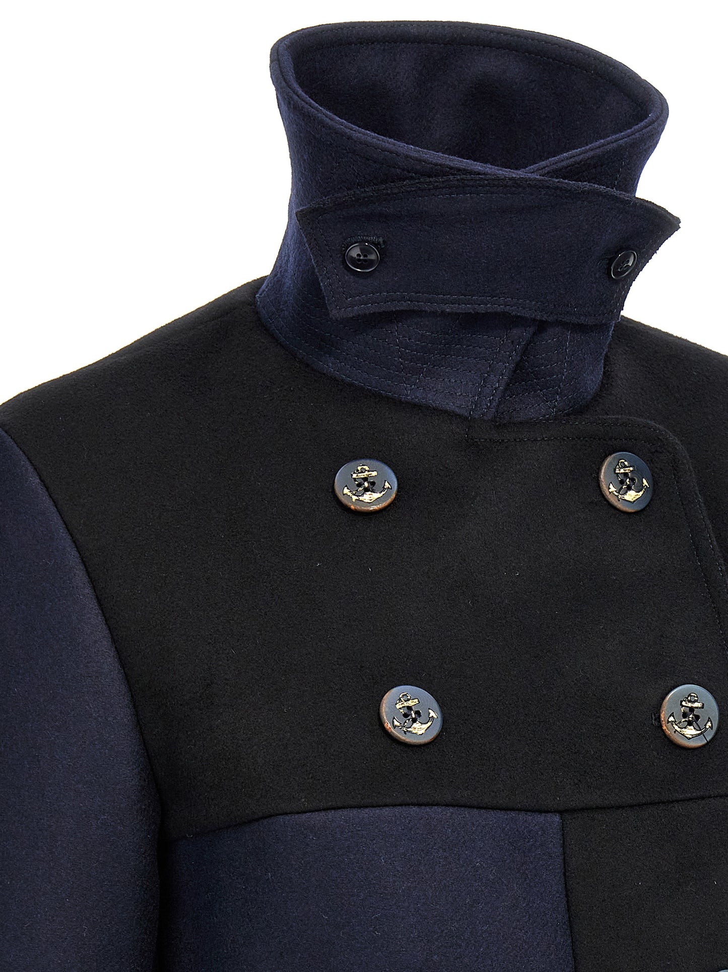 Fortela Frida Coat — Two‑Tone Wool Wrap Coat